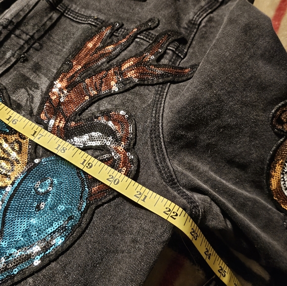 NWT-COTE DE NUITS "Alice in Wonderland/Mad Hatter" Themed  Denim Jean Jacket XL - Picture 9 of 16